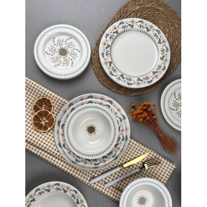 Conjunto de jantar 24 peças em porcelana, multicolorido — elegante e durável