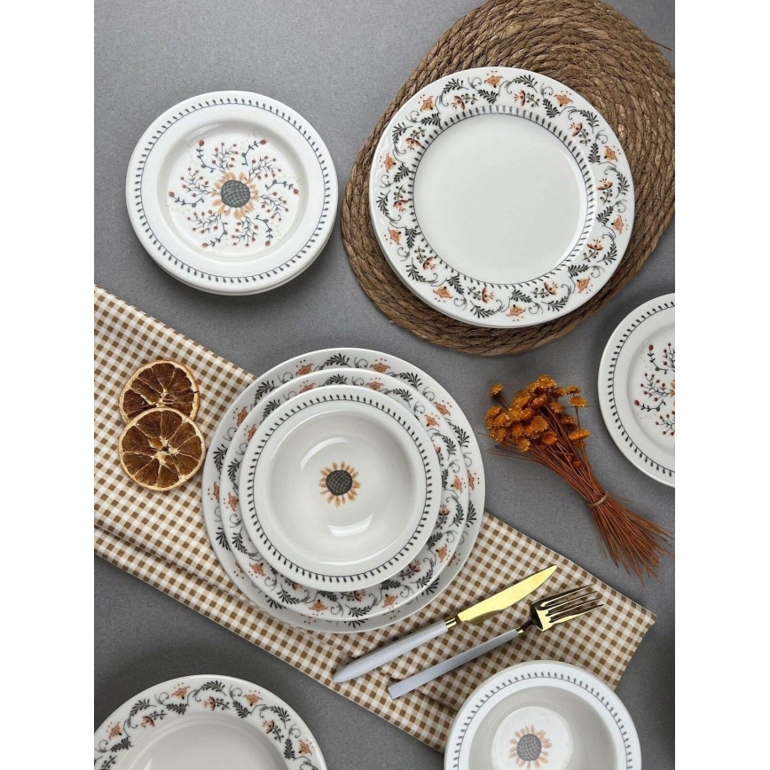 Conjunto de jantar 24 peças em porcelana, multicolorido — elegante e durável