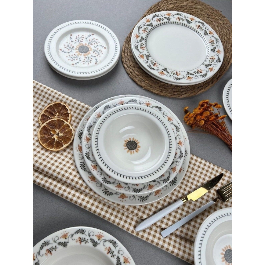 Conjunto de jantar 24 peças em porcelana, multicolorido — elegante e durável