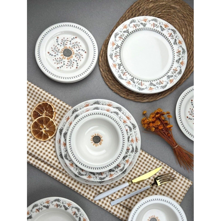 Conjunto de jantar 24 peças em porcelana, multicolorido — elegante e durável