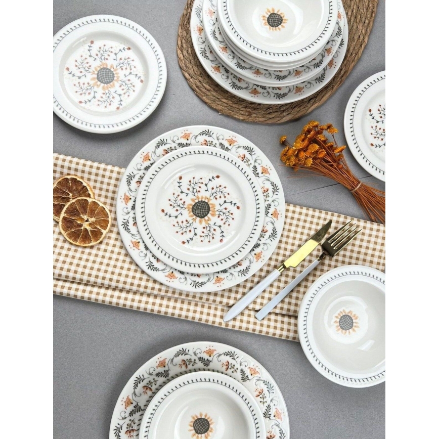 Conjunto de jantar 24 peças em porcelana, multicolorido — elegante e durável