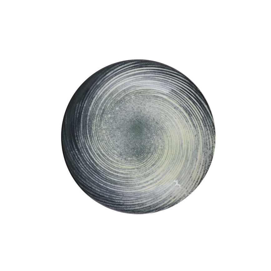 Conjunto de jantar 24 peças em porcelana, verde/preto