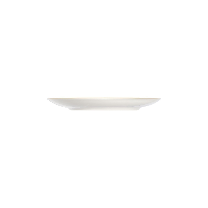 Conjunto de jantar 24 peças em porcelana — branco/azul/dourado