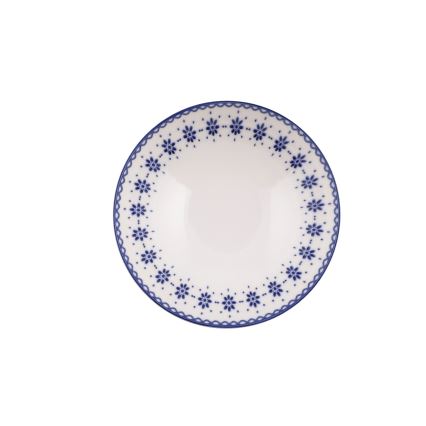 Conjunto de jantar 24 peças em porcelana — branco e azul