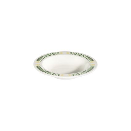 Conjunto de jantar 24 peças em porcelana — branco, verde e amarelo