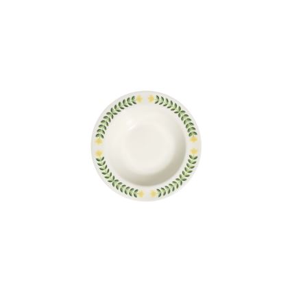 Conjunto de jantar 24 peças em porcelana — branco, verde e amarelo