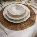 Conjunto de jantar 24 peças em porcelana — branco/verde