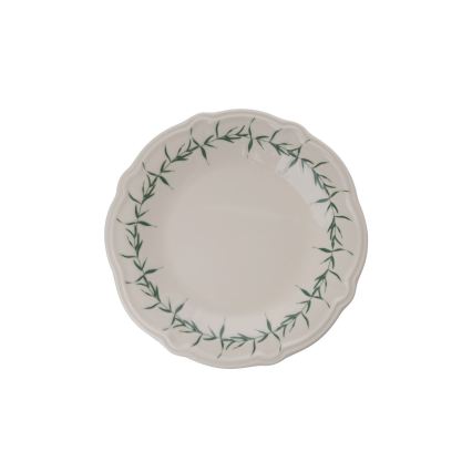 Conjunto de jantar 24 peças em porcelana — branco/verde