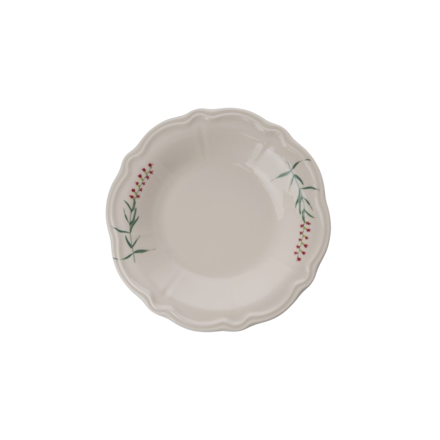 Conjunto de jantar 24 peças em porcelana — branco/verde