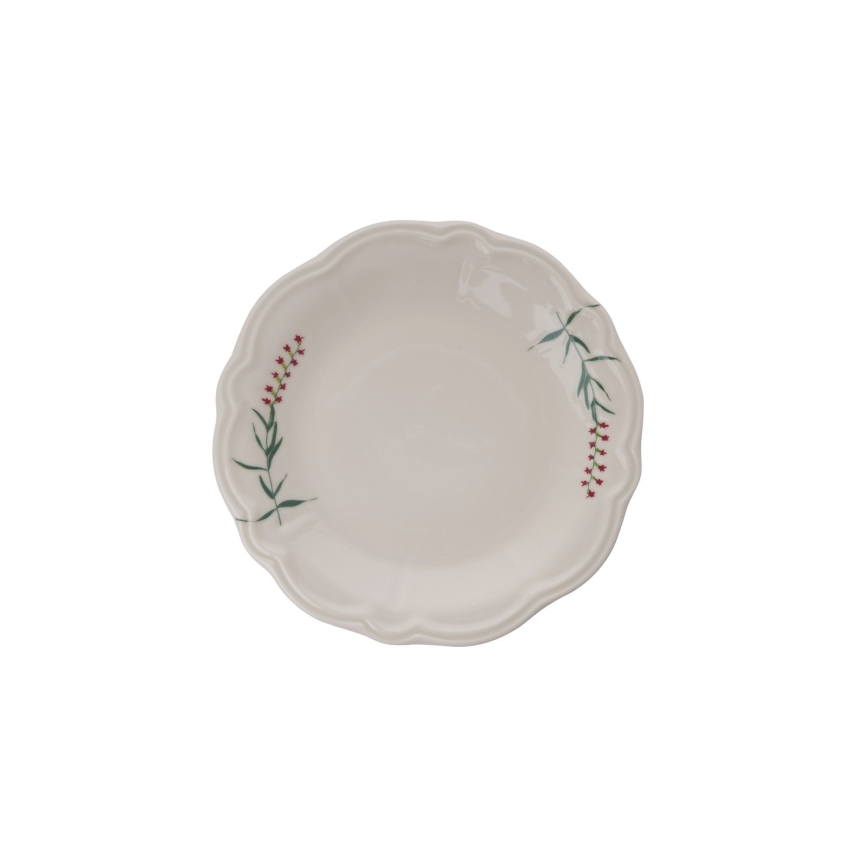 Conjunto de jantar 24 peças em porcelana — branco/verde