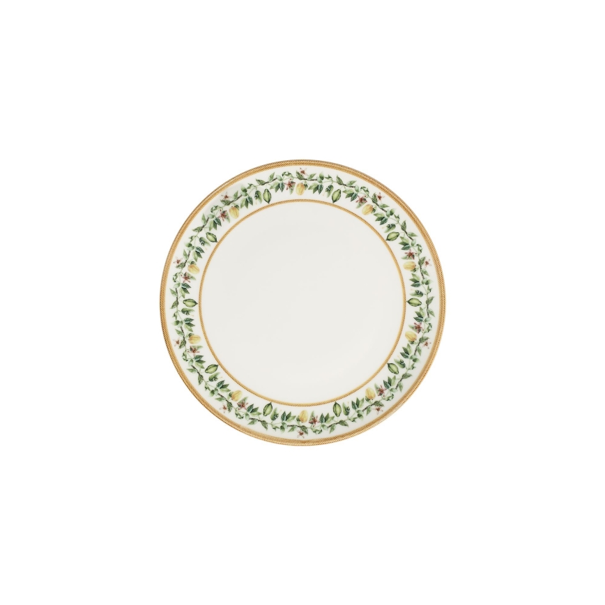 Conjunto de jantar 24 peças em porcelana — creme, bege e verde