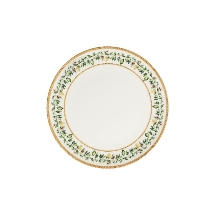 Conjunto de jantar 24 peças em porcelana — creme, bege e verde