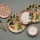 Conjunto de jantar 24 peças laranja/verde/cerâmica