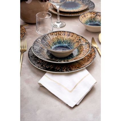 Conjunto de jantar 24 peças multicoloridas/cerâmica
