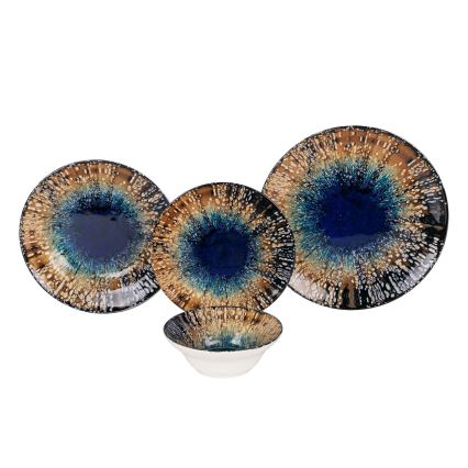 Conjunto de jantar 24 peças multicoloridas/cerâmica