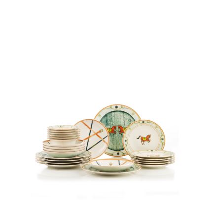 Conjunto de jantar 24 peças multicoloridas/porcelana