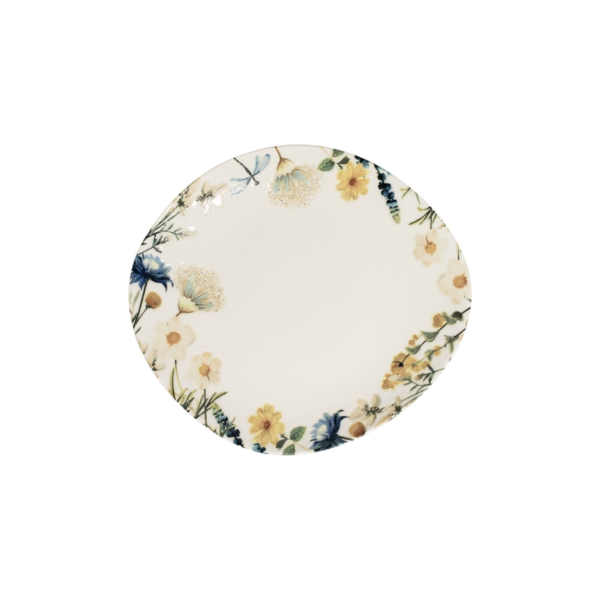 Conjunto de jantar 24 peças multicolorido/castanho/porcelana