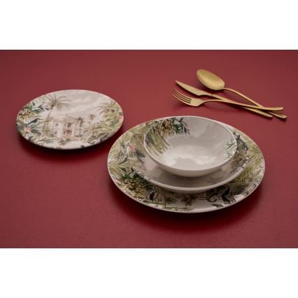 Conjunto de jantar 24 peças multicolorido/cerâmica