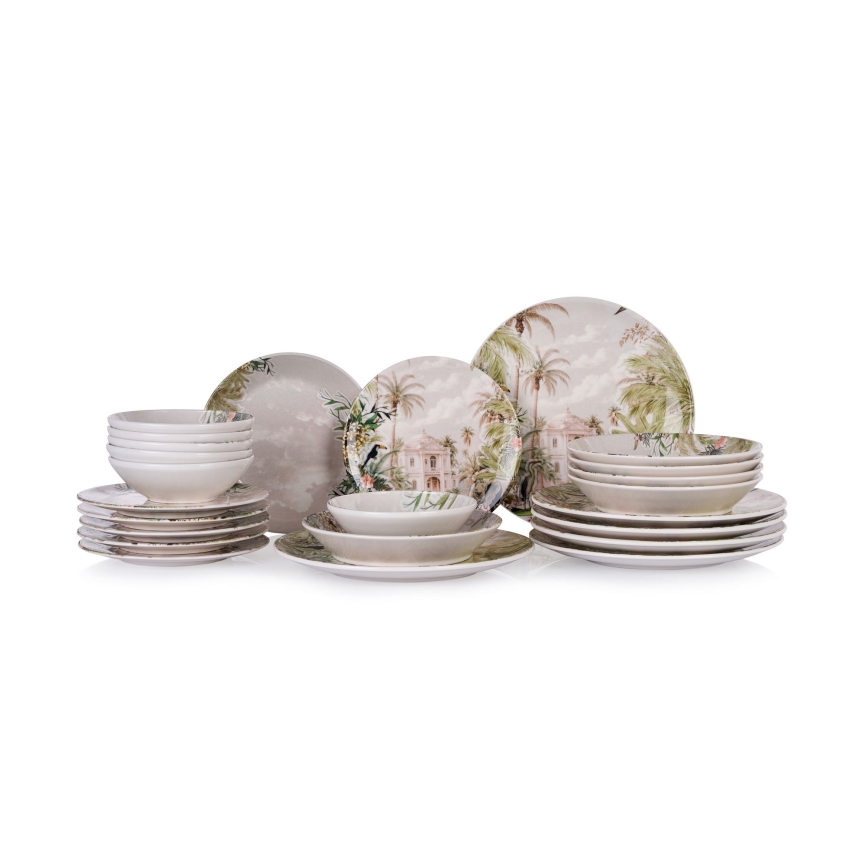 Conjunto de jantar 24 peças multicolorido/cerâmica