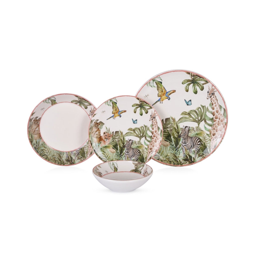 Conjunto de jantar 24 peças multicolorido/cerâmica