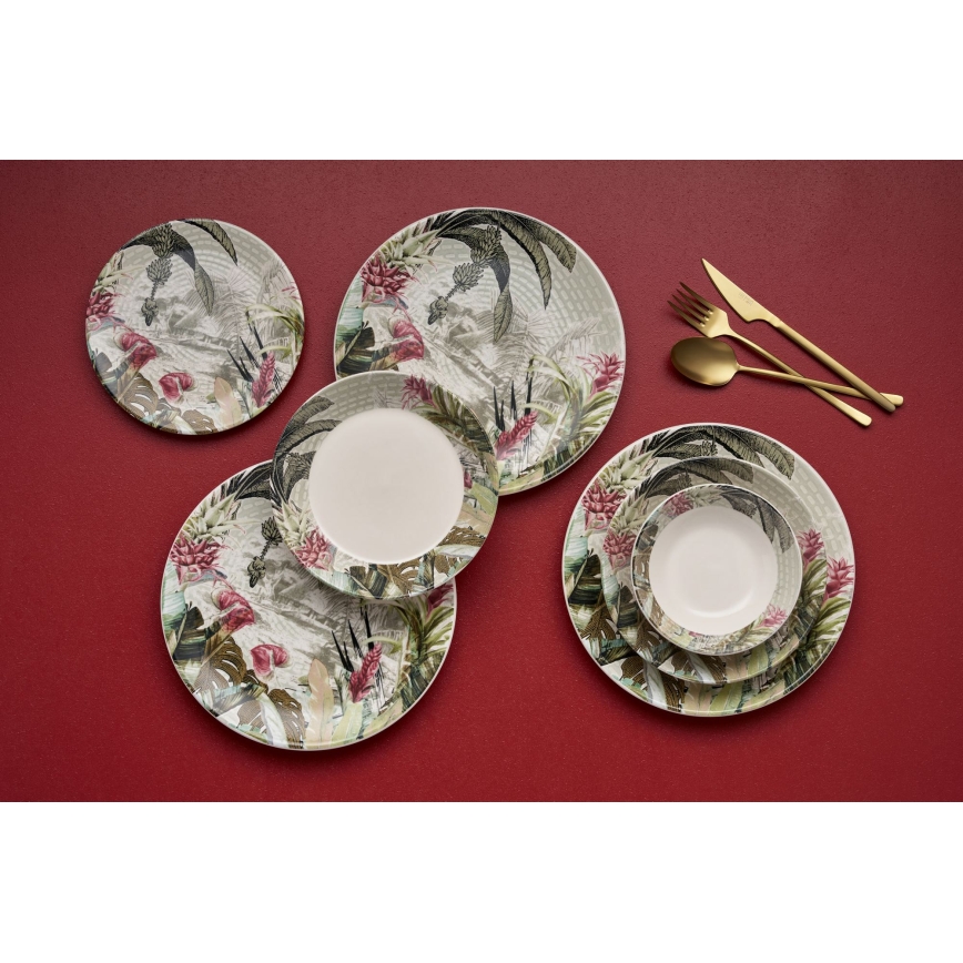 Conjunto de jantar 24 peças multicolorido/cerâmica