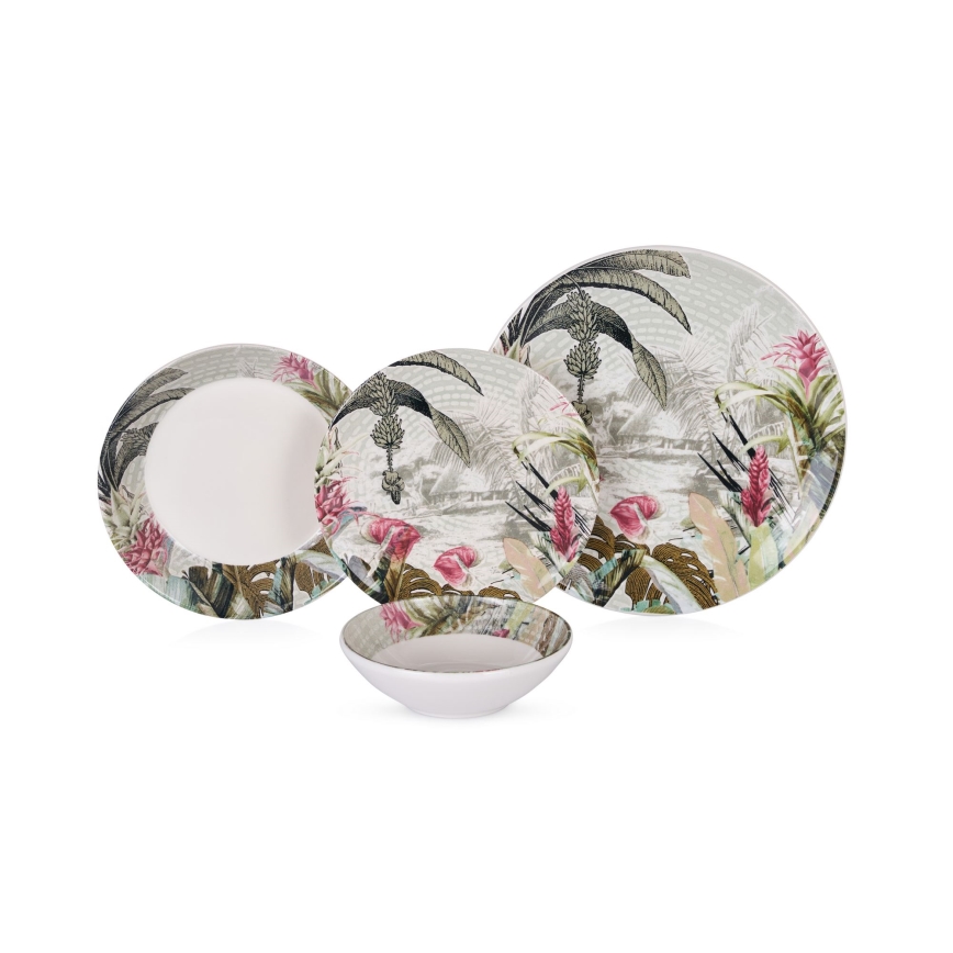 Conjunto de jantar 24 peças multicolorido/cerâmica