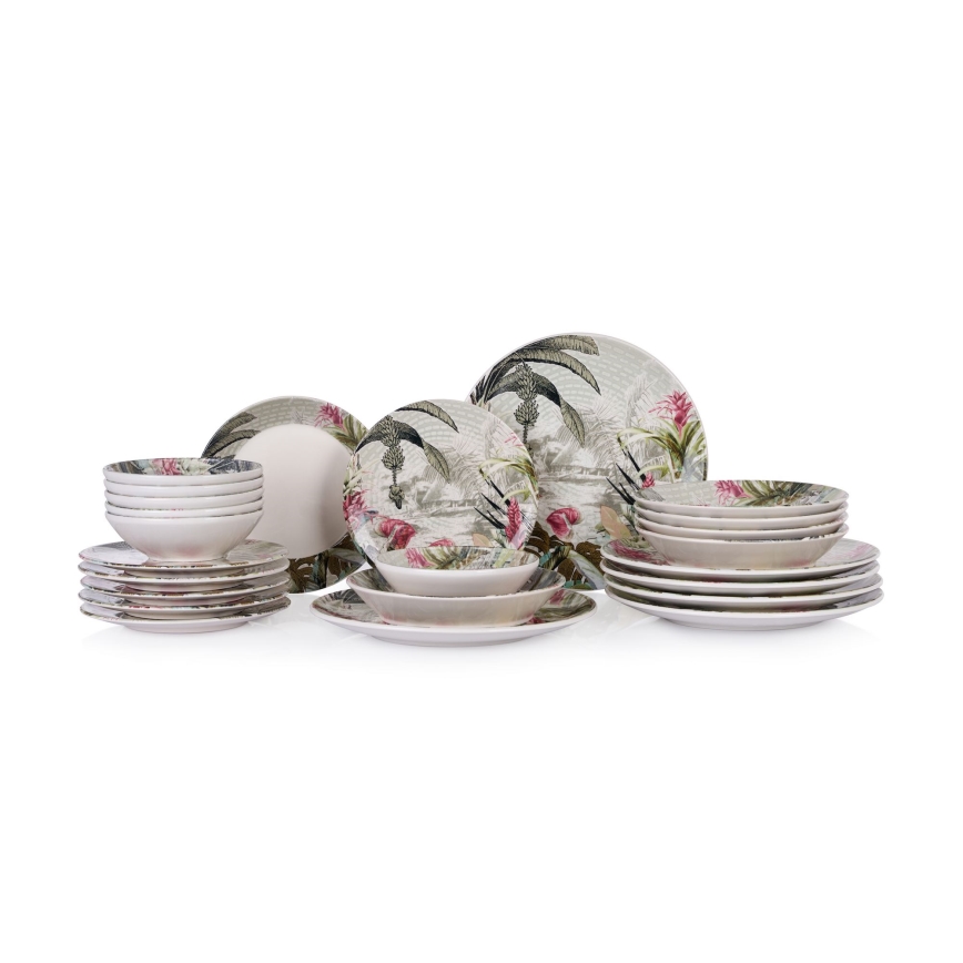 Conjunto de jantar 24 peças multicolorido/cerâmica