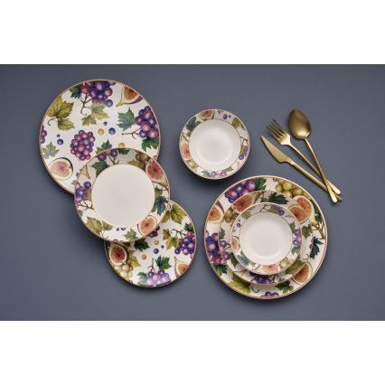 Conjunto de jantar 24 peças multicolorido/cerâmica