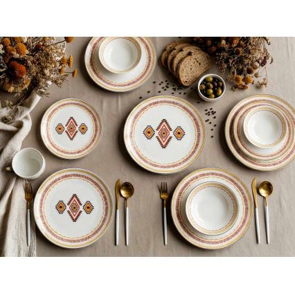 Conjunto de jantar 24 peças multicolorido/cerâmica