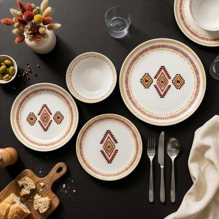 Conjunto de jantar 24 peças multicolorido/cerâmica