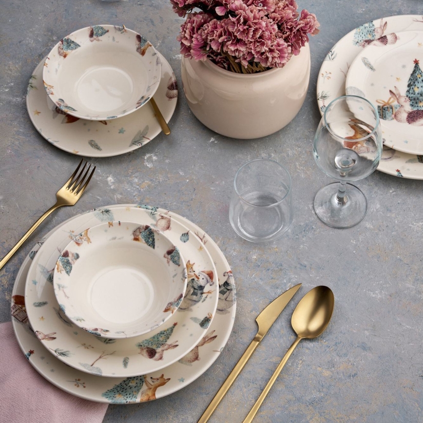 Conjunto de jantar 24 peças multicolorido/cerâmica