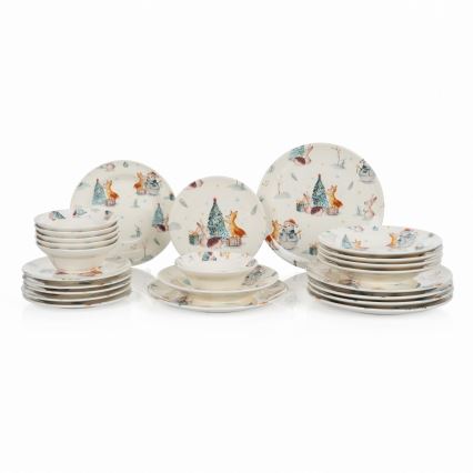 Conjunto de jantar 24 peças multicolorido/cerâmica