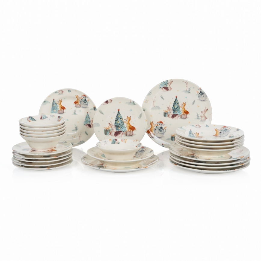 Conjunto de jantar 24 peças multicolorido/cerâmica