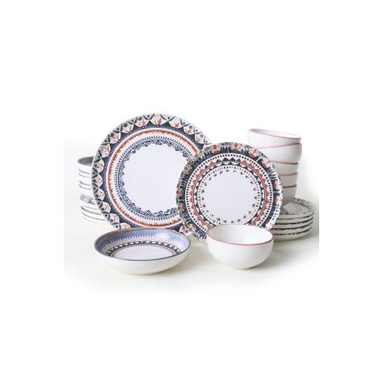 Conjunto de jantar 24 peças multicolorido/grés