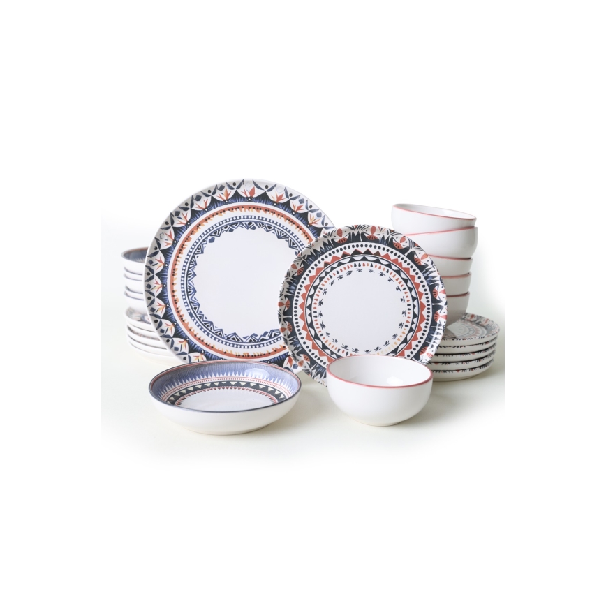Conjunto de jantar 24 peças multicolorido/grés