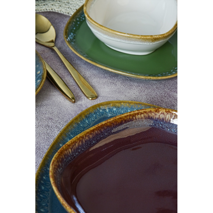 Conjunto de jantar 24 peças multicolorido/grés