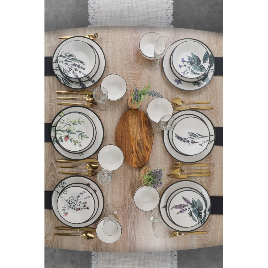 Conjunto de jantar 24 peças multicolorido/grés