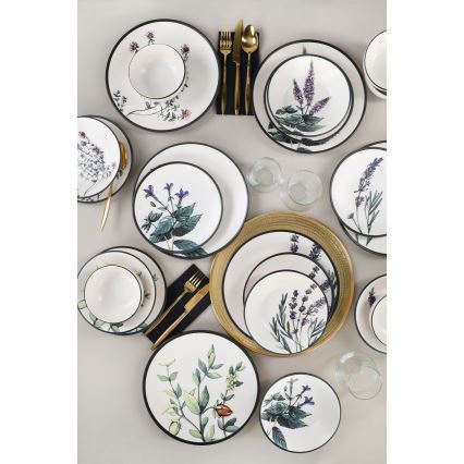 Conjunto de jantar 24 peças multicolorido/grés