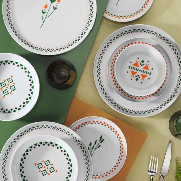 Conjunto de jantar 24 peças multicolorido/porcelana