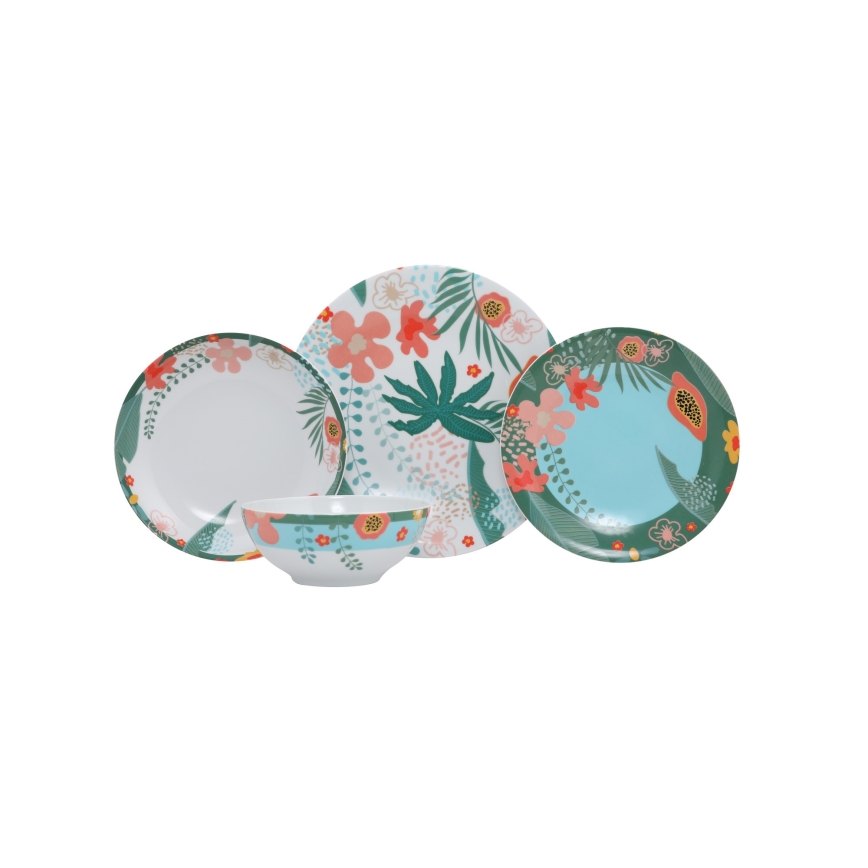Conjunto de jantar 24 peças multicolorido/porcelana