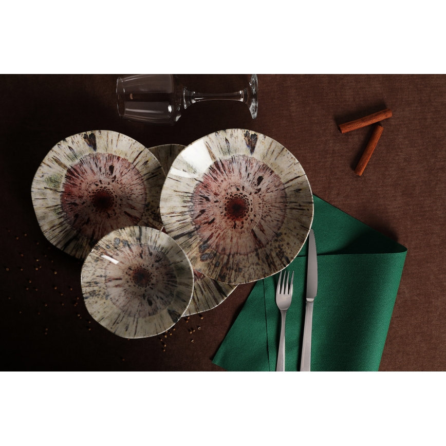 Conjunto de jantar 24 peças multicolorido/porcelana