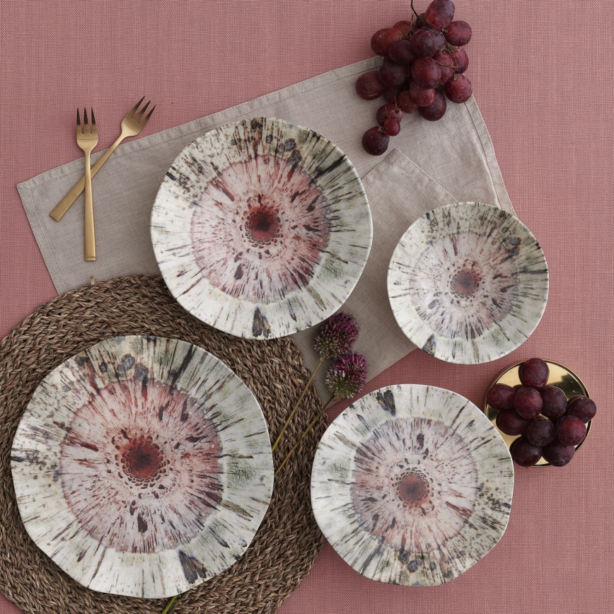 Conjunto de jantar 24 peças multicolorido/porcelana