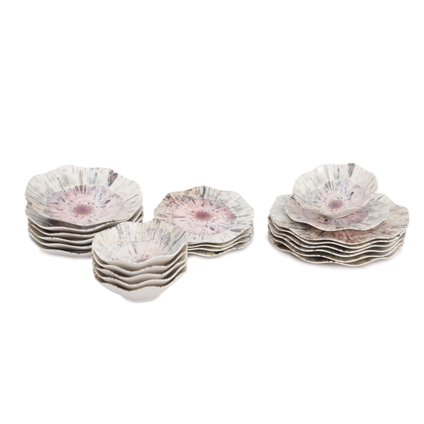 Conjunto de jantar 24 peças multicolorido/porcelana