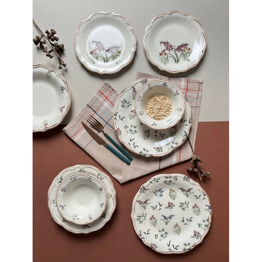 Conjunto de jantar 24 peças multicolorido/porcelana