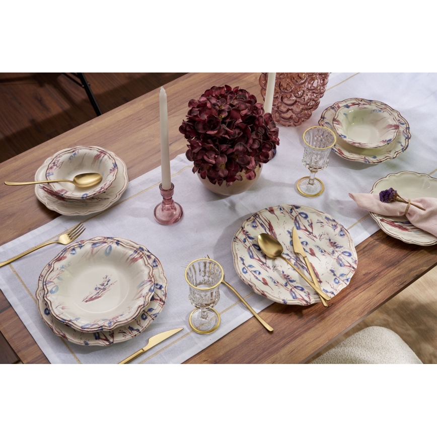 Conjunto de jantar 24 peças multicolorido/porcelana