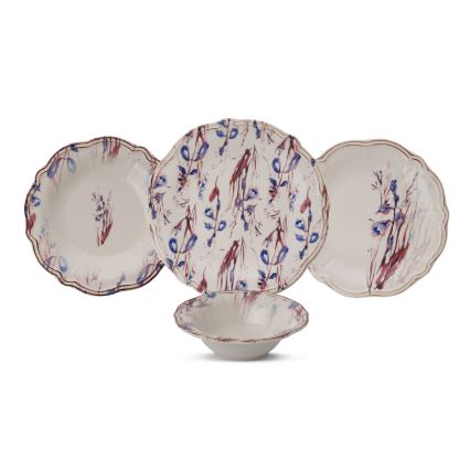 Conjunto de jantar 24 peças multicolorido/porcelana