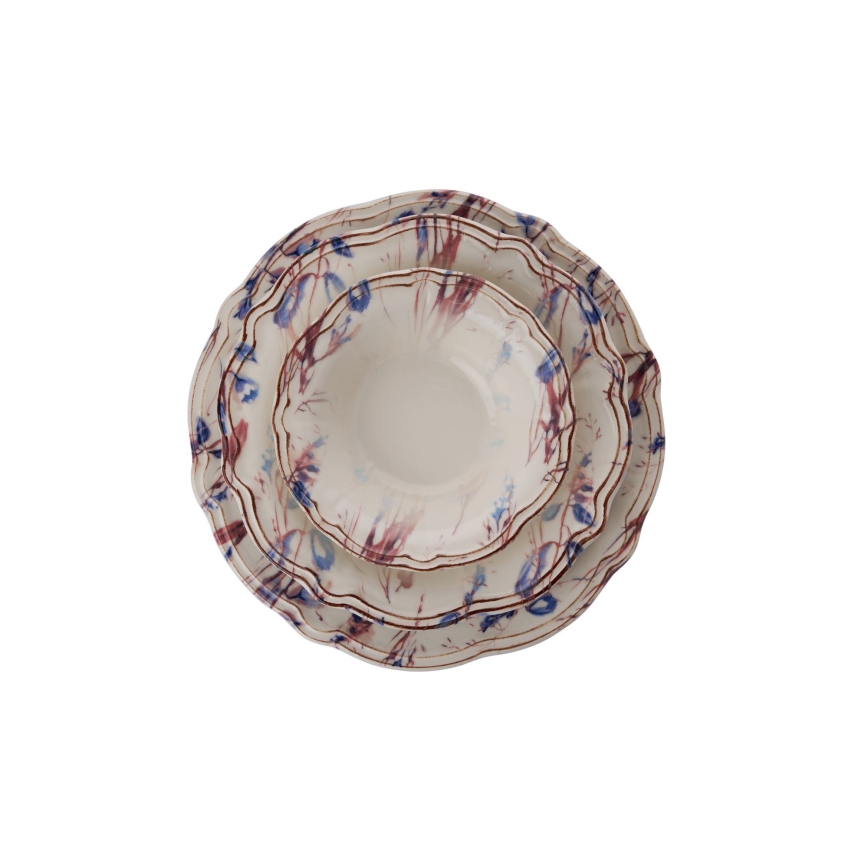 Conjunto de jantar 24 peças multicolorido/porcelana