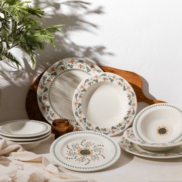 Conjunto de jantar 24 peças multicolorido/porcelana
