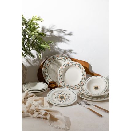 Conjunto de jantar 24 peças multicolorido/porcelana