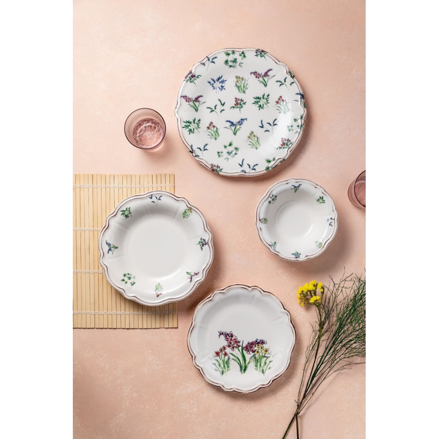 Conjunto de jantar 24 peças multicolorido/porcelana